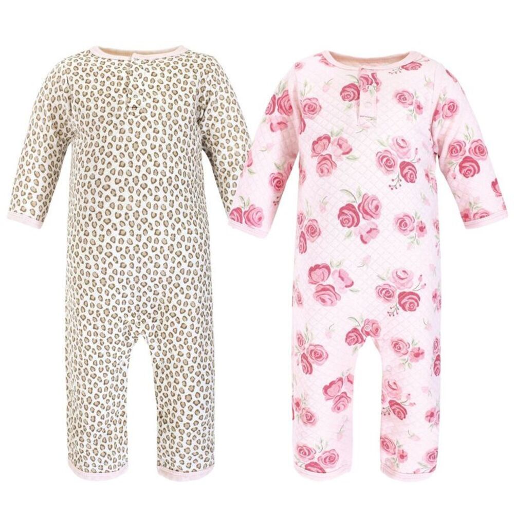 Infant Girl Premium Quilted Coveralls Blush Rose Leopard 12-18 Months